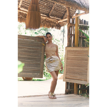 Ivory Rose Beige Sandy Samba Mini Dress