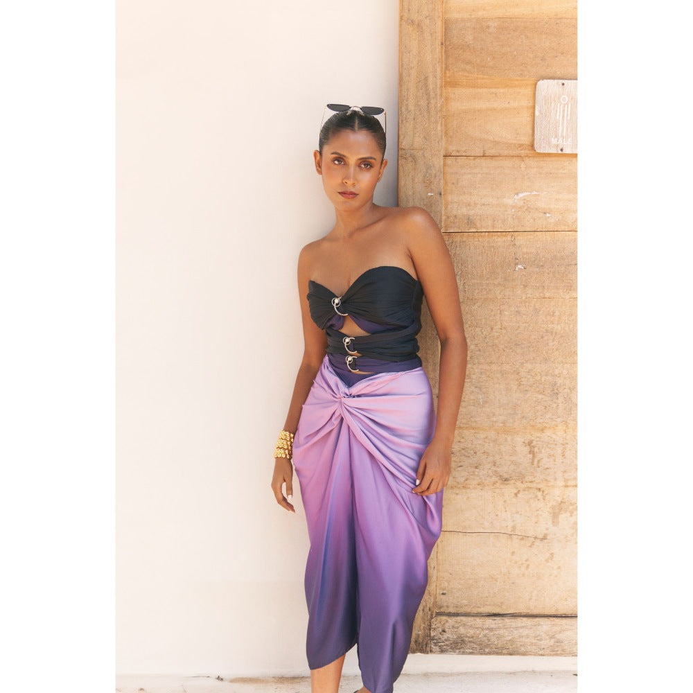 Ivory Rose AFTERGLOW Purple Crop Top with Skirt (Set of 2)