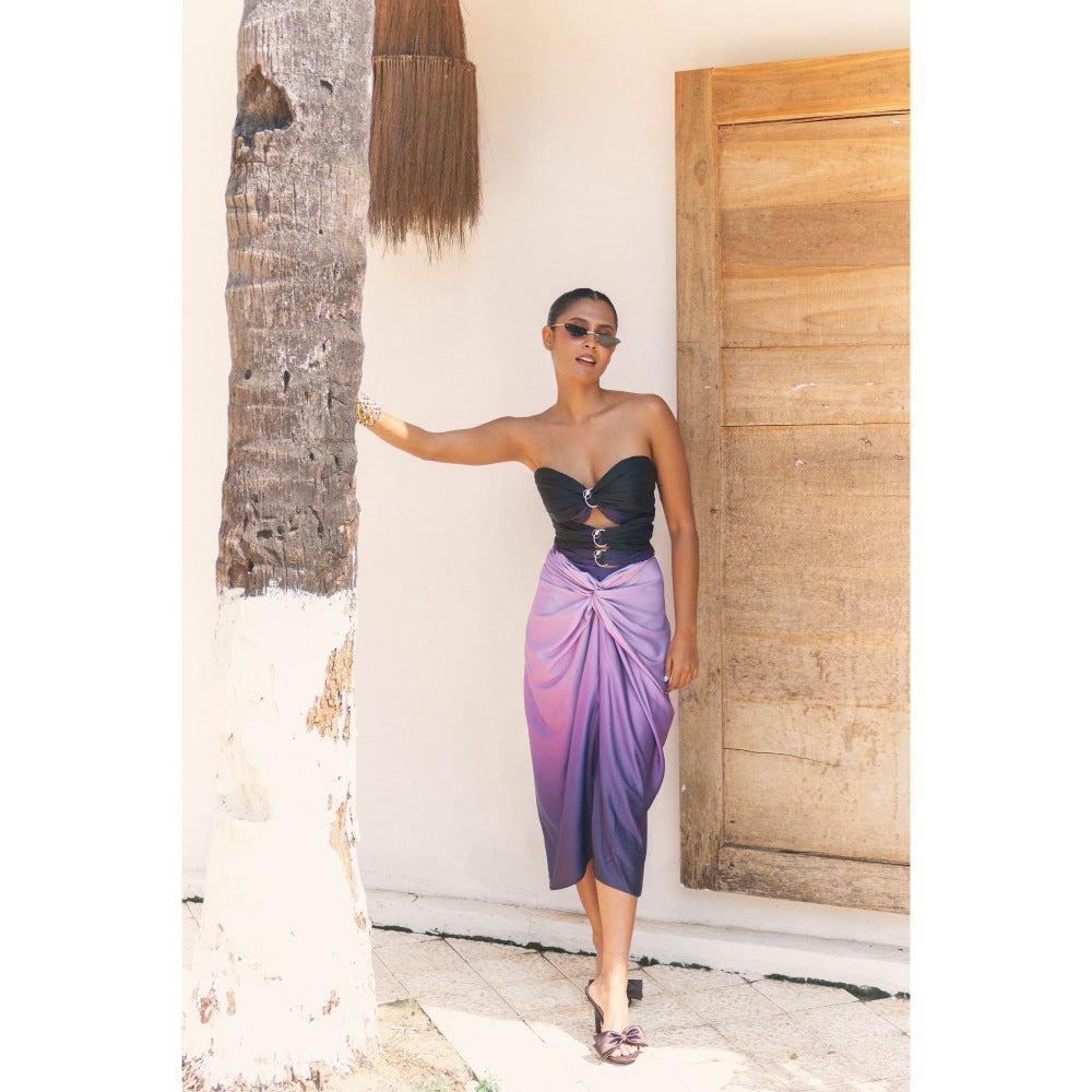 Ivory Rose AFTERGLOW Purple Crop Top with Skirt (Set of 2)