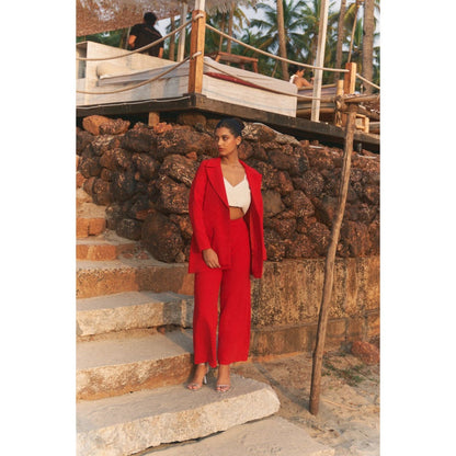 Ivory Rose ROUGE Red Bustier with Blazer and Pant (Set of 3)