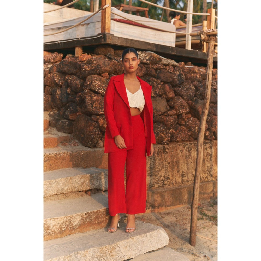 Ivory Rose ROUGE Red Bustier with Blazer and Pant (Set of 3)