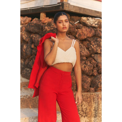 Ivory Rose ROUGE Red Bustier with Blazer and Pant (Set of 3)