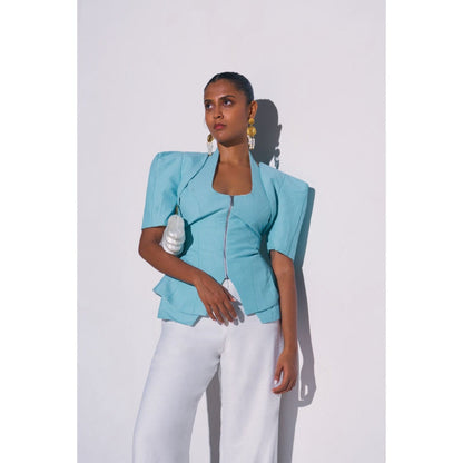 Ivory Rose MINT Blue Top with Jacket and Pant (Set of 3)