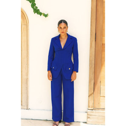 Ivory Rose COBALT NAVY BLUE Blazer with Pant (Set of 2)