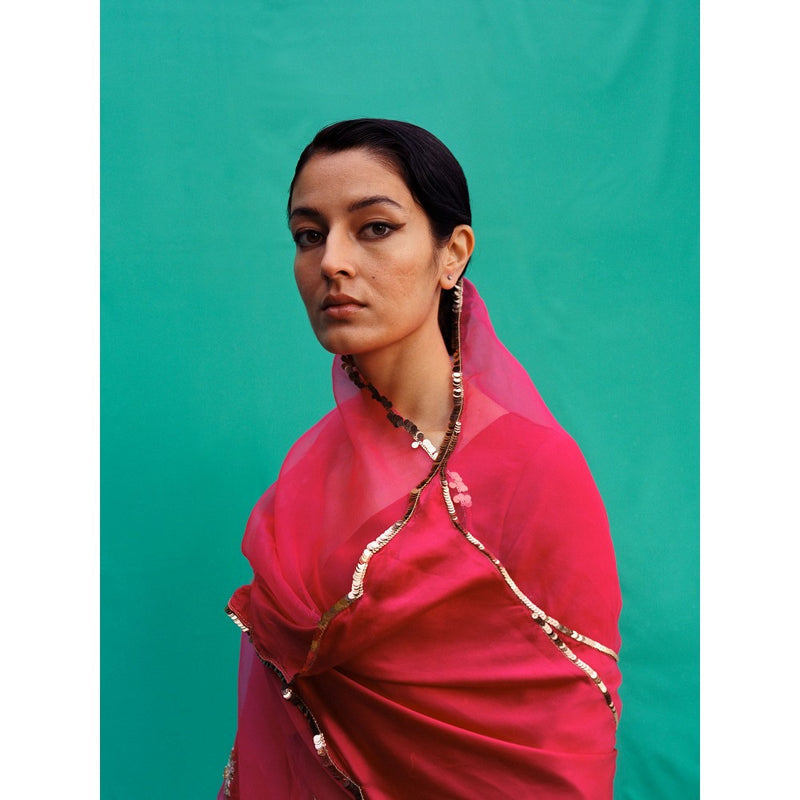 Jadon Pink Manomaya Saree without Blouse