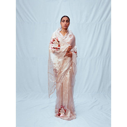 Jadon Cream Manipura Lotus Series Saree without Blouse