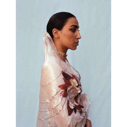 Jadon Cream Manipura Lotus Series Saree without Blouse