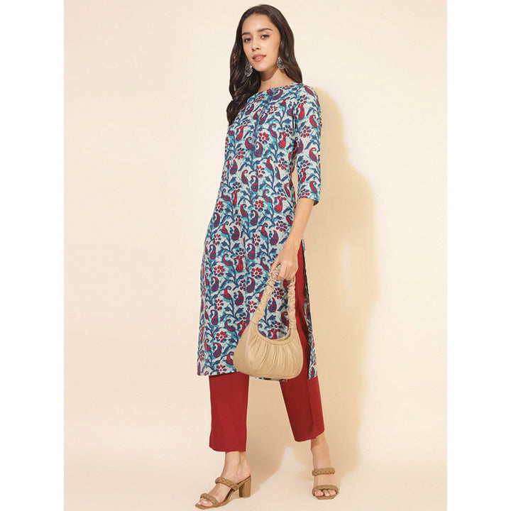 Janasya Womens Multi-Color Cotton Paisley Regular Kurta