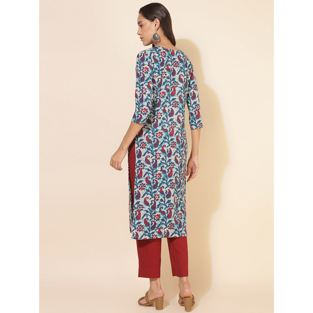 Janasya Womens Multi-Color Cotton Paisley Regular Kurta