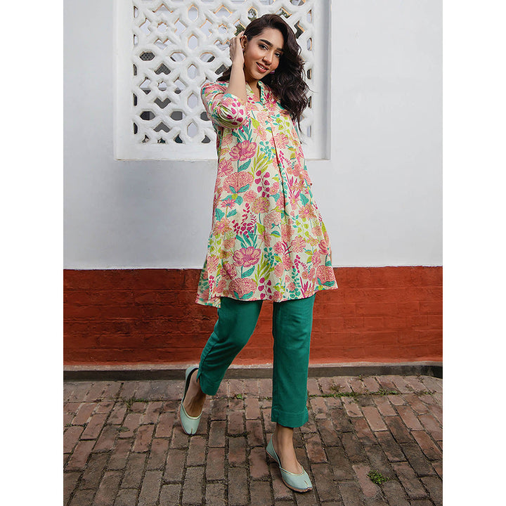 Janasya Women Multi-Color Cotton Floral Printed Kurta