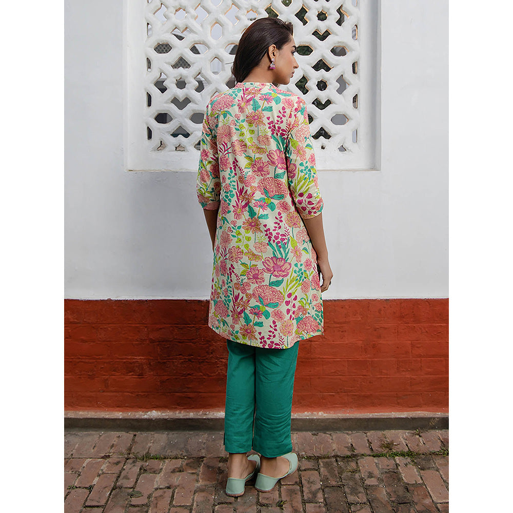 Janasya Women Multi-Color Cotton Floral Printed Kurta