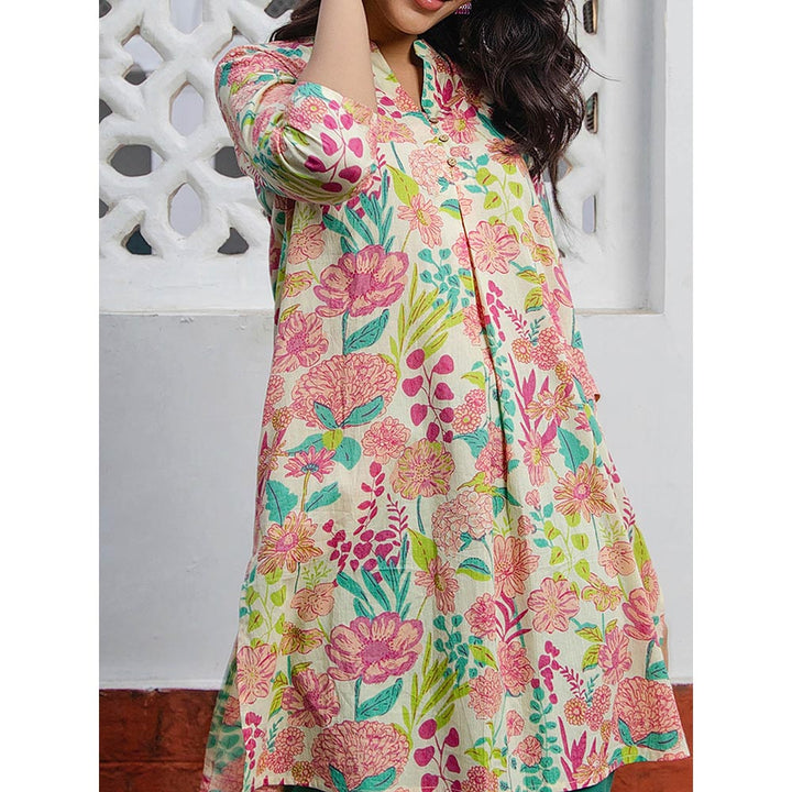 Janasya Women Multi-Color Cotton Floral Printed Kurta