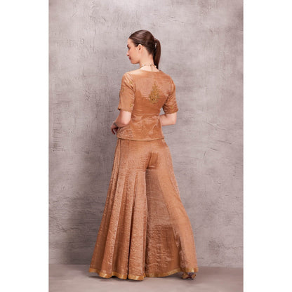 Janki India Antique Tissue Silk Kalidaar Sharara with Top & Green Organza Dupatta (Set of 3)