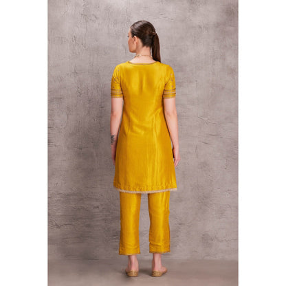 Janki India Women Zari Work Kurta & Pant with Organza Dupatta (Set of 3)