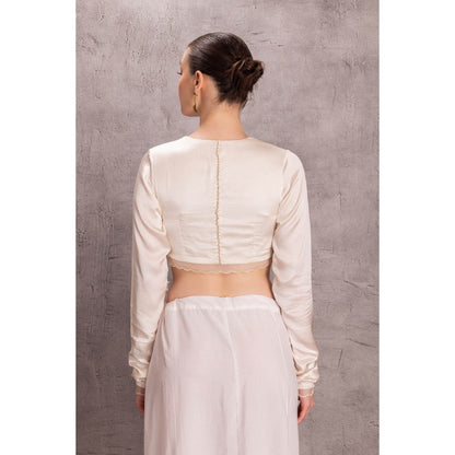 Janki India Womens Embellished Pure Silk Saree with Stitched Blouse & Underskirt