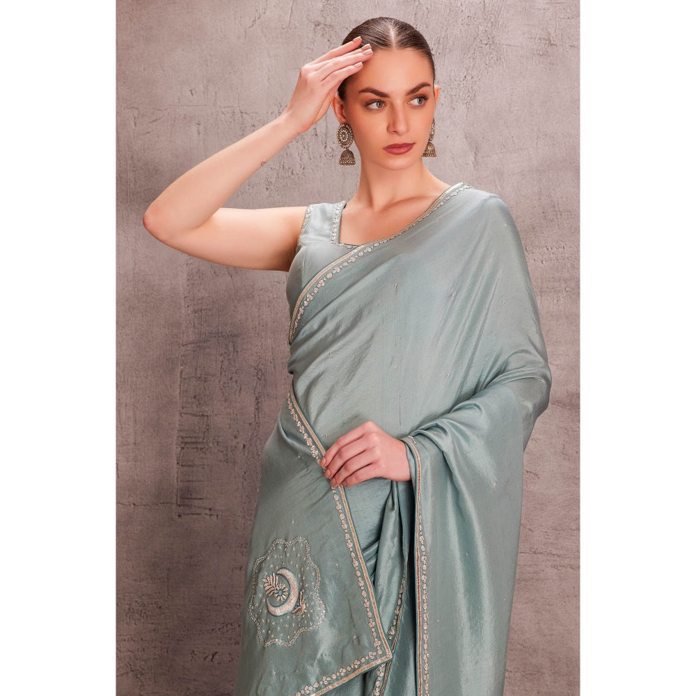 Janki India Women Embellished Pure Silk Saree with Stitched Blouse & Underskirt