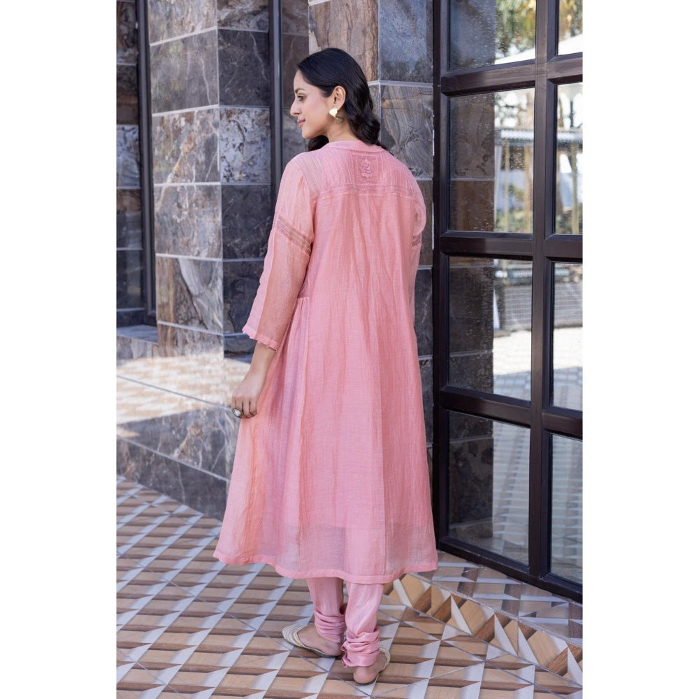 Janki India Pink Chander Kurta with Churidar and Dupatta (Set of 3)
