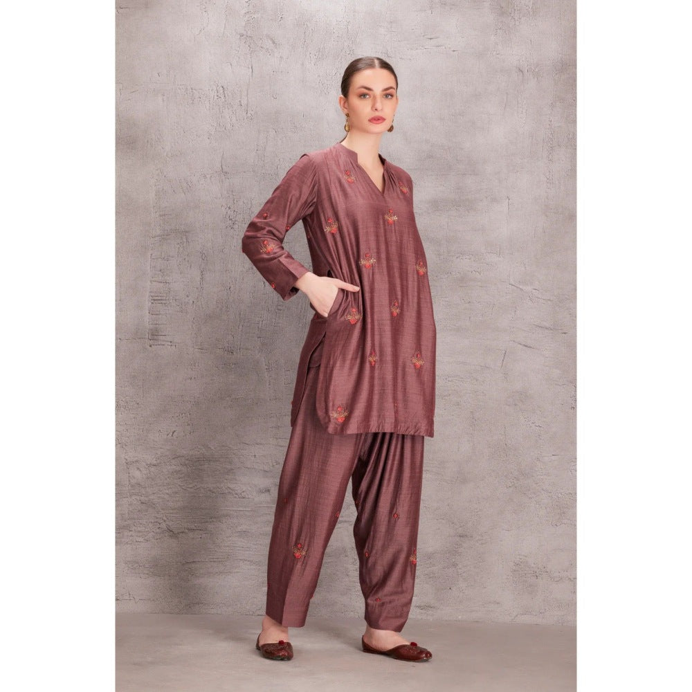 Janki India Mauve Move Munga Silk Kurta with Salwar (Set of 2)