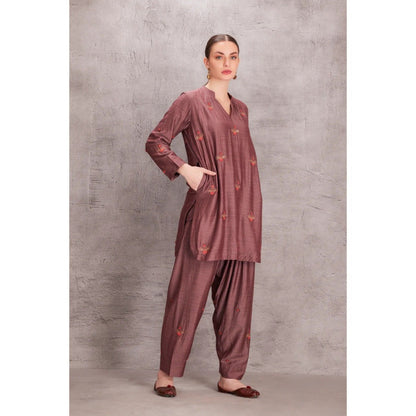 Janki India Mauve Move Munga Silk Kurta with Salwar (Set of 2)