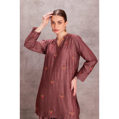 Janki India Mauve Move Munga Silk Kurta with Salwar (Set of 2)