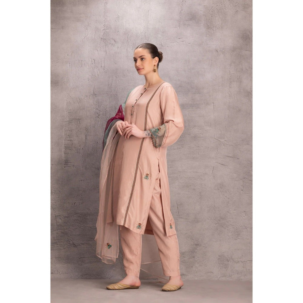 Janki India Rose Gold Kurta with Pant and Dupatta (Set of 3)