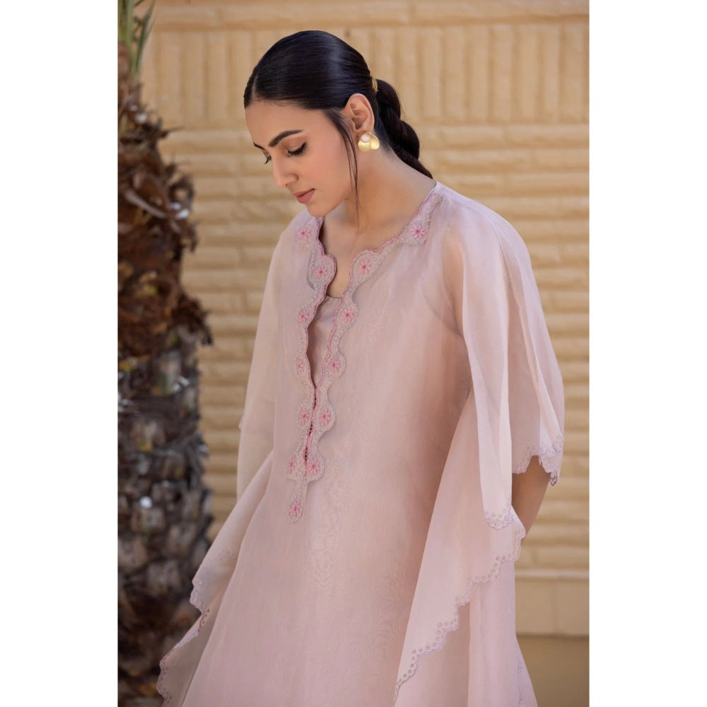 Janki India Pink Kaftan with Pant (Set of 2)