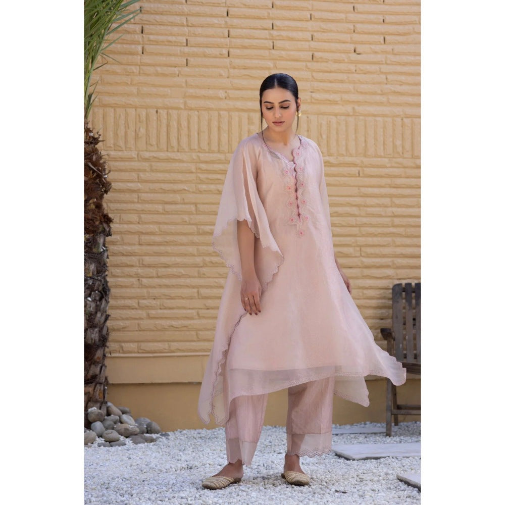 Janki India Pink Kaftan with Pant (Set of 2)