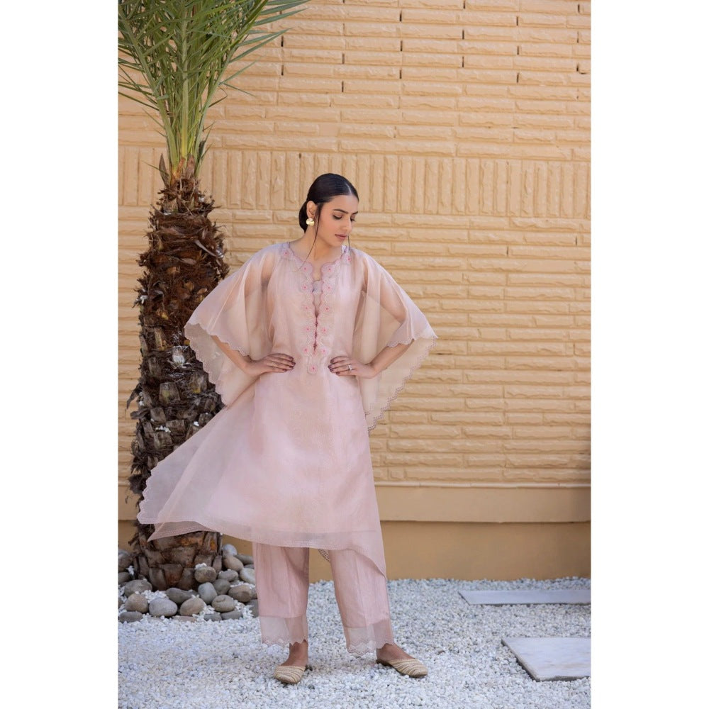 Janki India Pink Kaftan with Pant (Set of 2)