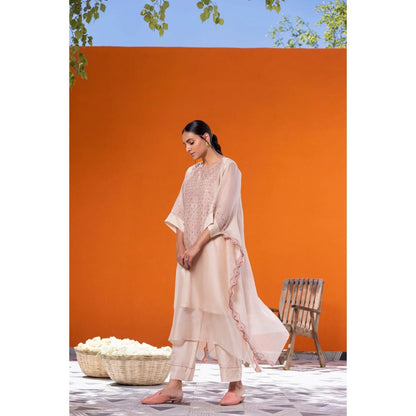 Janki India Rose Gold Kaftan with Slip and Pant (Set of 3)