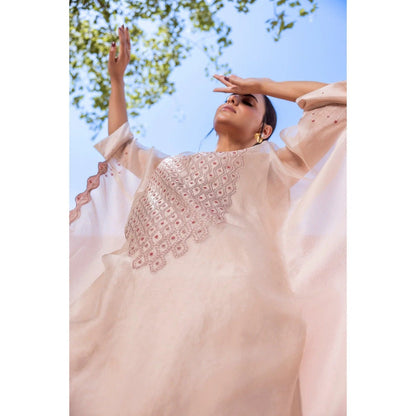 Janki India Rose Gold Kaftan with Slip and Pant (Set of 3)