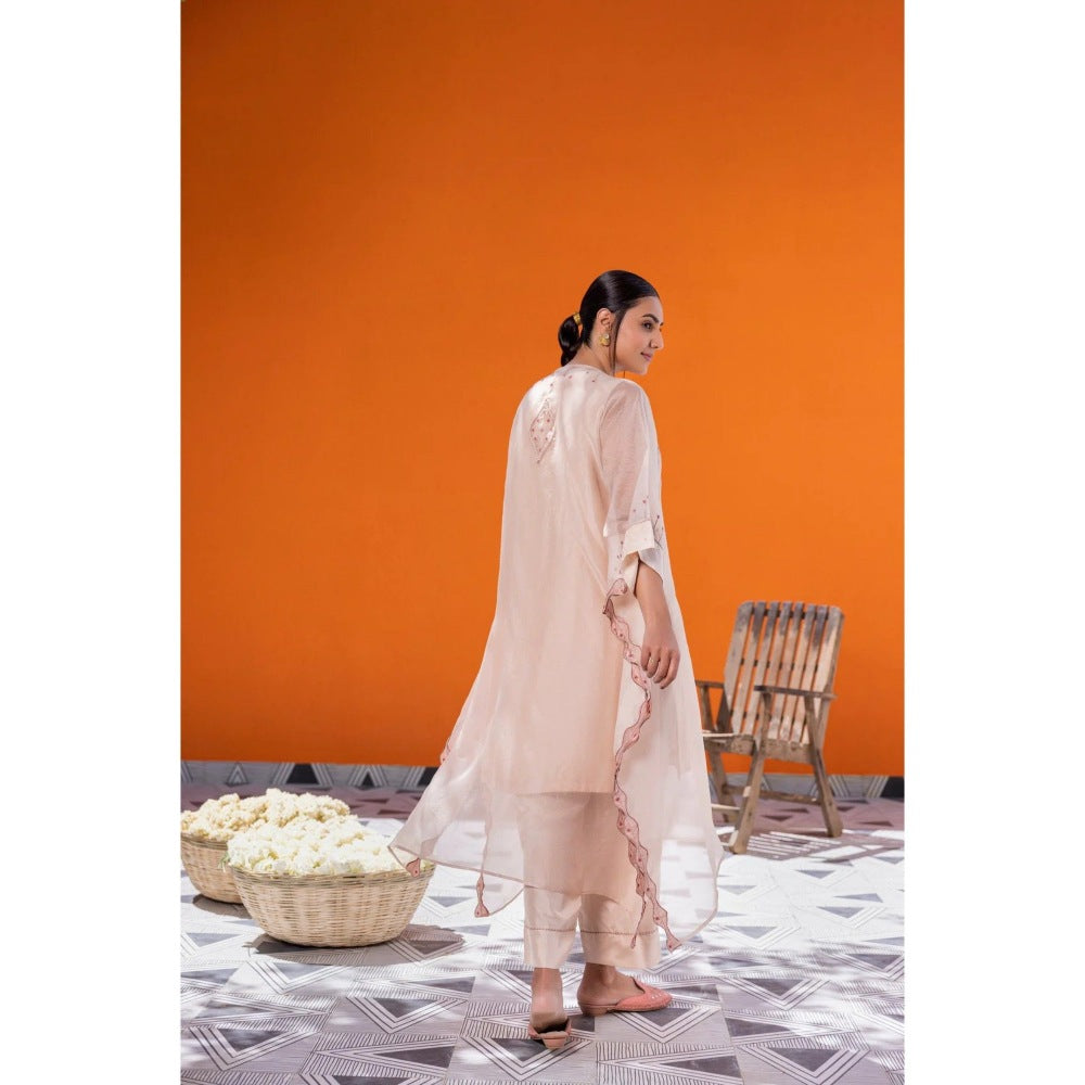 Janki India Rose Gold Kaftan with Slip and Pant (Set of 3)