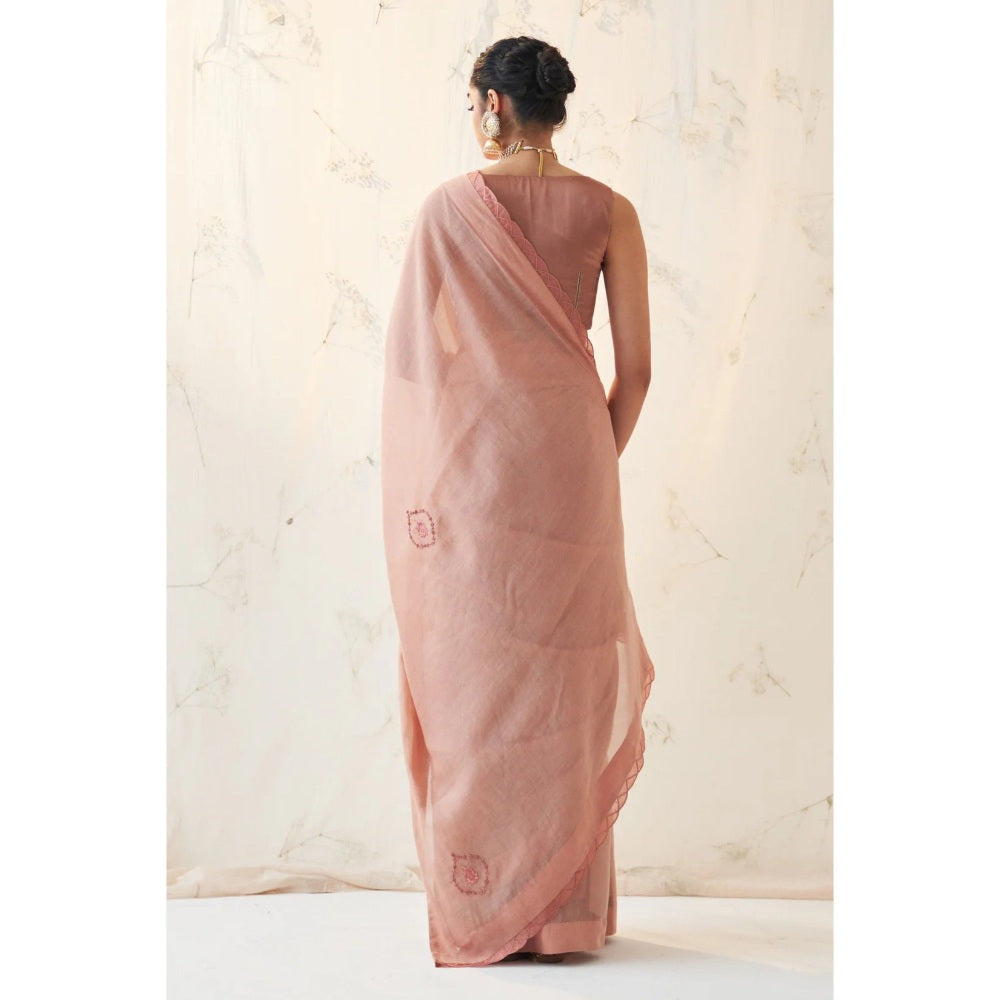 Janki India Mauve Chanderi Saree with Stitched Blouse and Petticoat