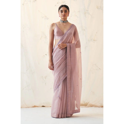 Janki India Lavender Chanderi Saree with Stitched Blouse and Petticoat