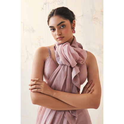 Janki India Lavender Chanderi Saree with Stitched Blouse and Petticoat