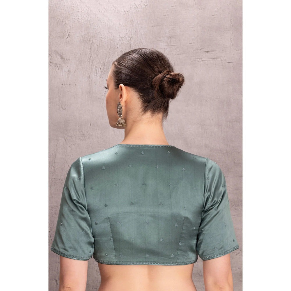 Janki India Sky Blue Pure Silk Saree with Stitched Blouse and Petticoat