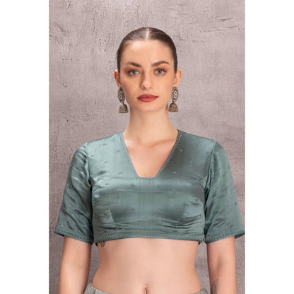 Janki India Sky Blue Pure Silk Saree with Stitched Blouse and Petticoat