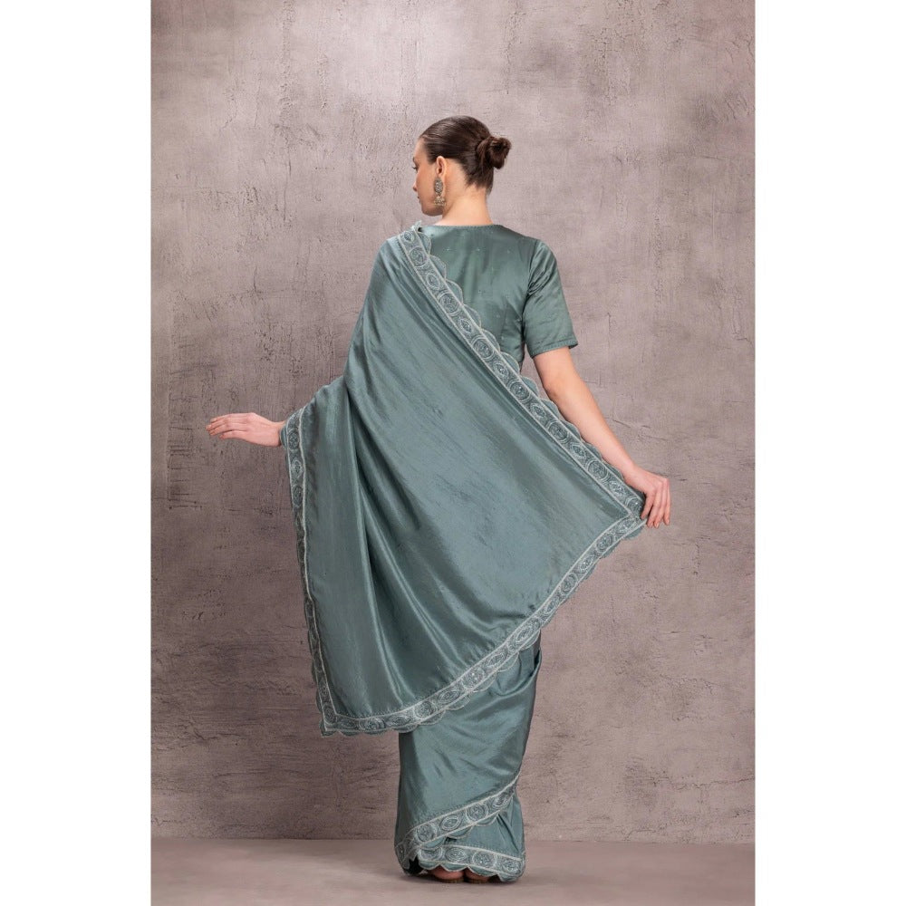 Janki India Sky Blue Pure Silk Saree with Stitched Blouse and Petticoat