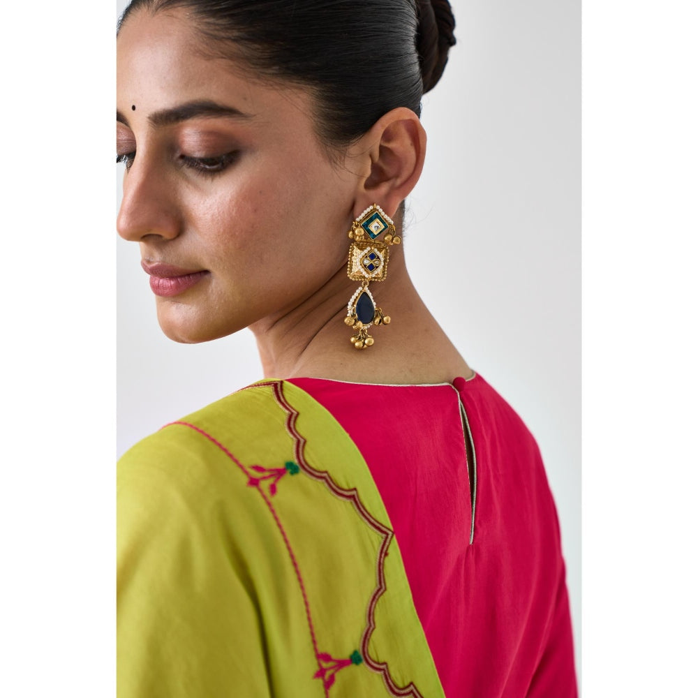 Janki India Fuchsia Pink Silk Solid Stitched Blouse