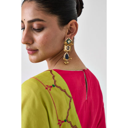 Janki India Fuchsia Pink Silk Solid Stitched Blouse