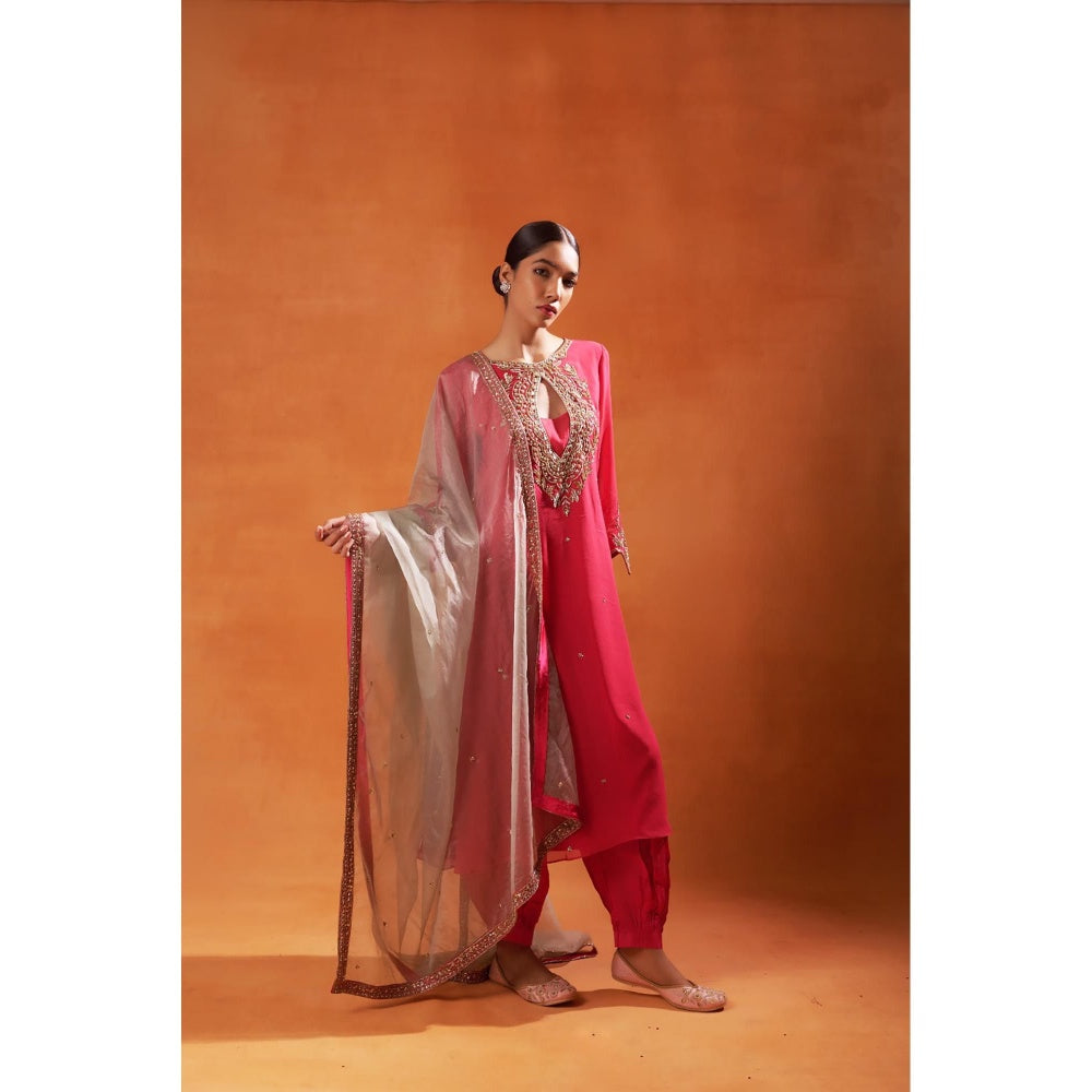 Jasashi Elegant Pink Kurta with Salwar and Dupatta (Set of 3)