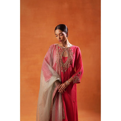 Jasashi Elegant Pink Kurta with Salwar and Dupatta (Set of 3)
