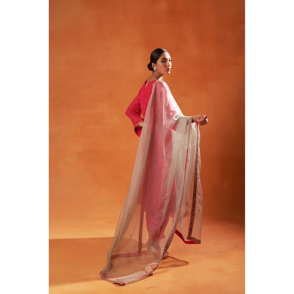 Jasashi Elegant Pink Kurta with Salwar and Dupatta (Set of 3)