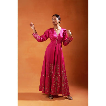 Jasashi Stunning Pink Anarkali with Pant (Set of 2)