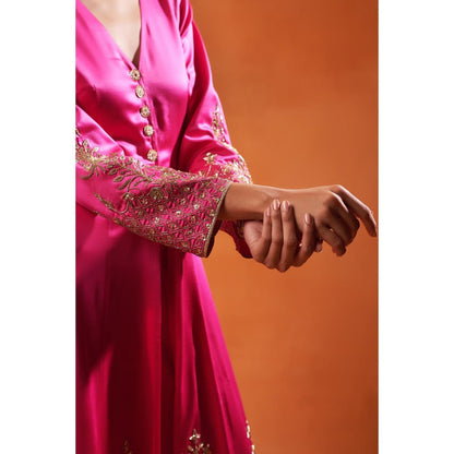 Jasashi Stunning Pink Anarkali with Pant (Set of 2)