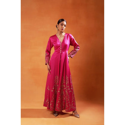 Jasashi Stunning Pink Anarkali with Pant (Set of 2)