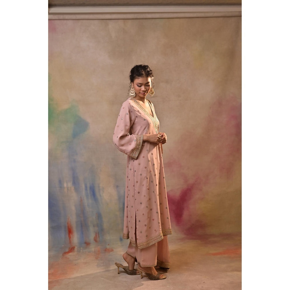 Jasashi Pink Embellished Kurta with Pant and Dupatta (Set of 3)