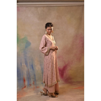 Jasashi Pink Embellished Kurta with Pant and Dupatta (Set of 3)