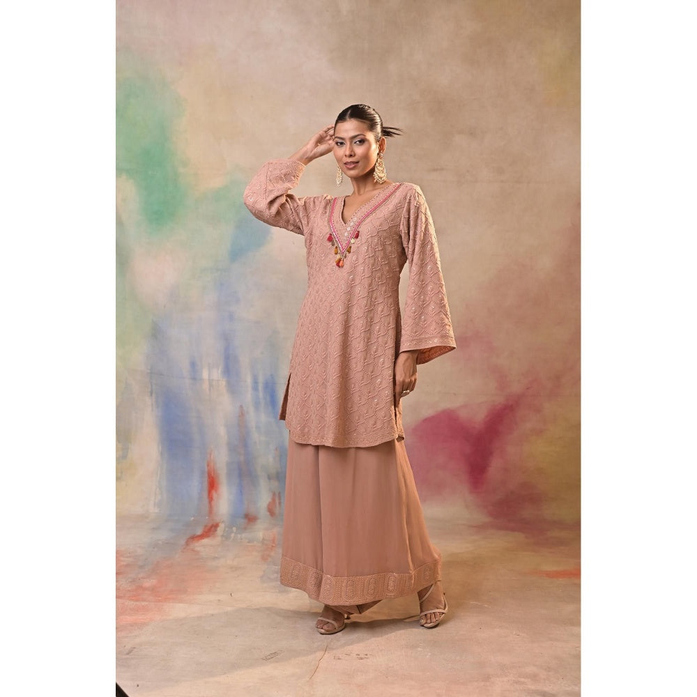 Jasashi Pink Palazzo with Kurta (Set of 2)