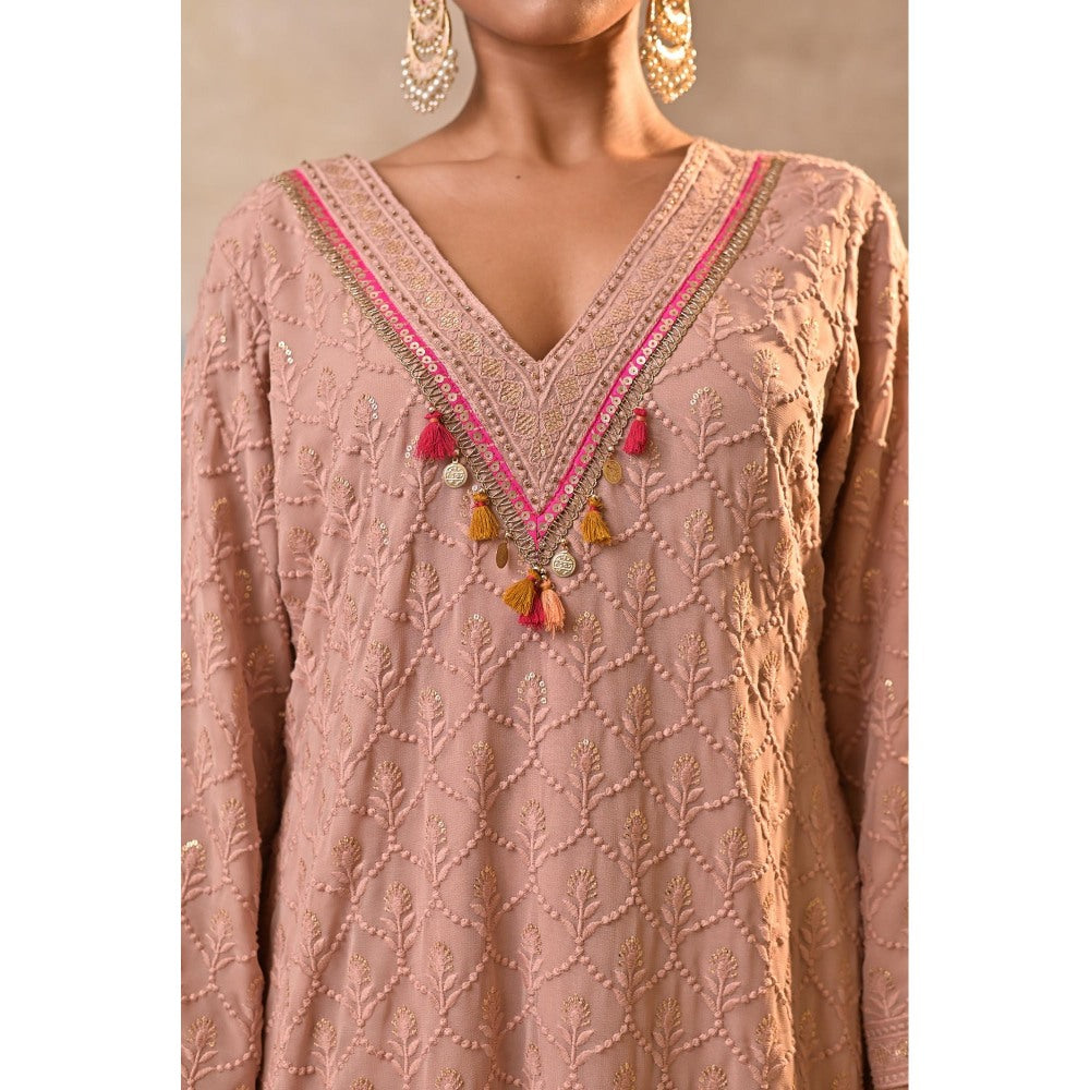 Jasashi Pink Palazzo with Kurta (Set of 2)