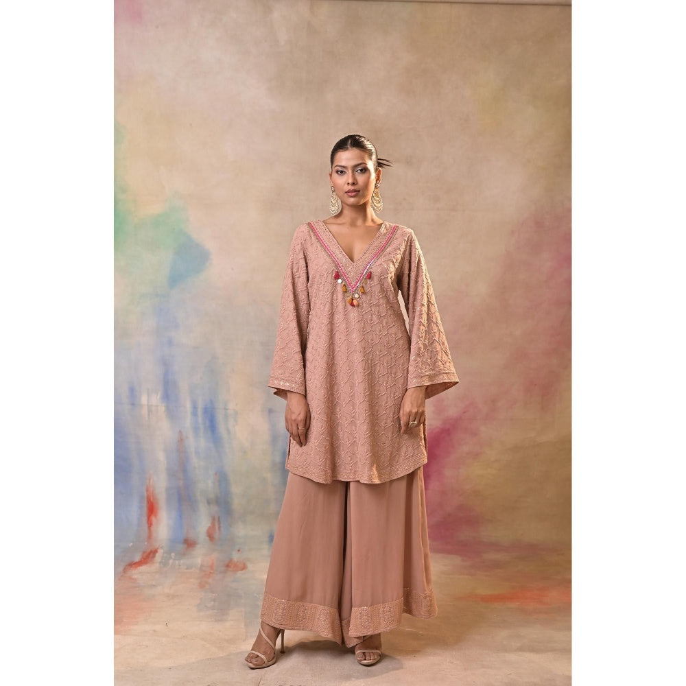 Jasashi Pink Palazzo with Kurta (Set of 2)